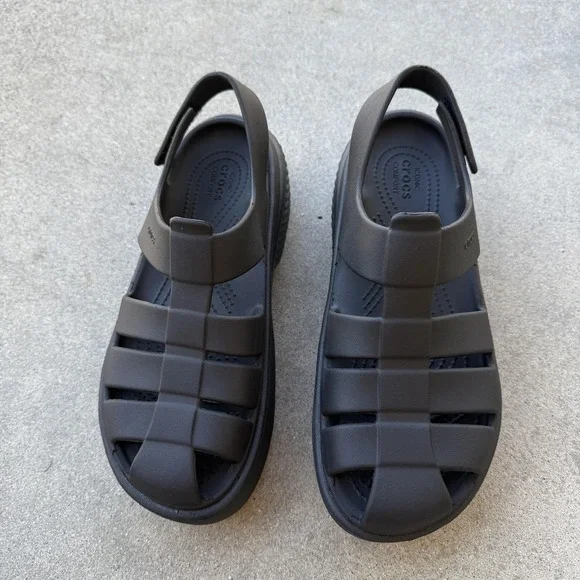 CROCS Dark Gray Platform Sandals - Picture 2 of 15